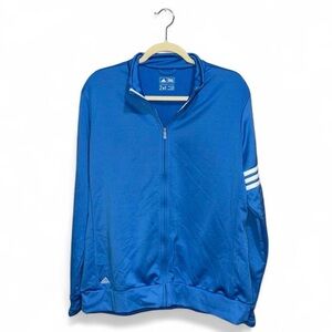 Adidas Women's Blue ClimaLite 3-Stripes French Terry Full-Zip Jacket Size XXL